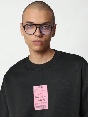 Regular Fit Crew Neck Sweatshirt With Ticket Graphic Print