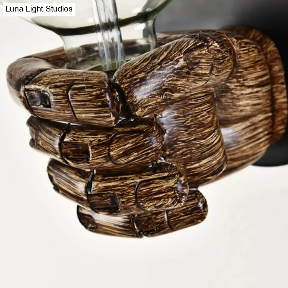 Retro Wood Wall Sconce Lamp - Brown Handcrafted with Globe Bulb