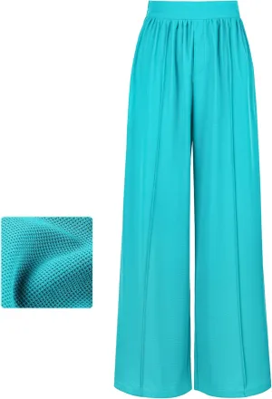 SeSe Code Womens Wide Leg Trousers Pants Waffle Knit Lounge Palazzo Pant High Waisted Casual Slacks with Pockets