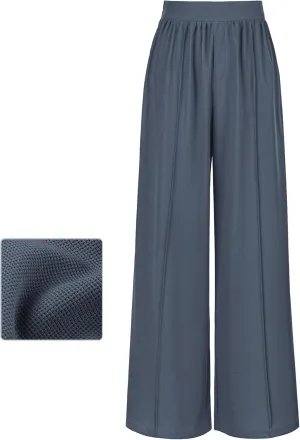 SeSe Code Womens Wide Leg Trousers Pants Waffle Knit Lounge Palazzo Pant High Waisted Casual Slacks with Pockets