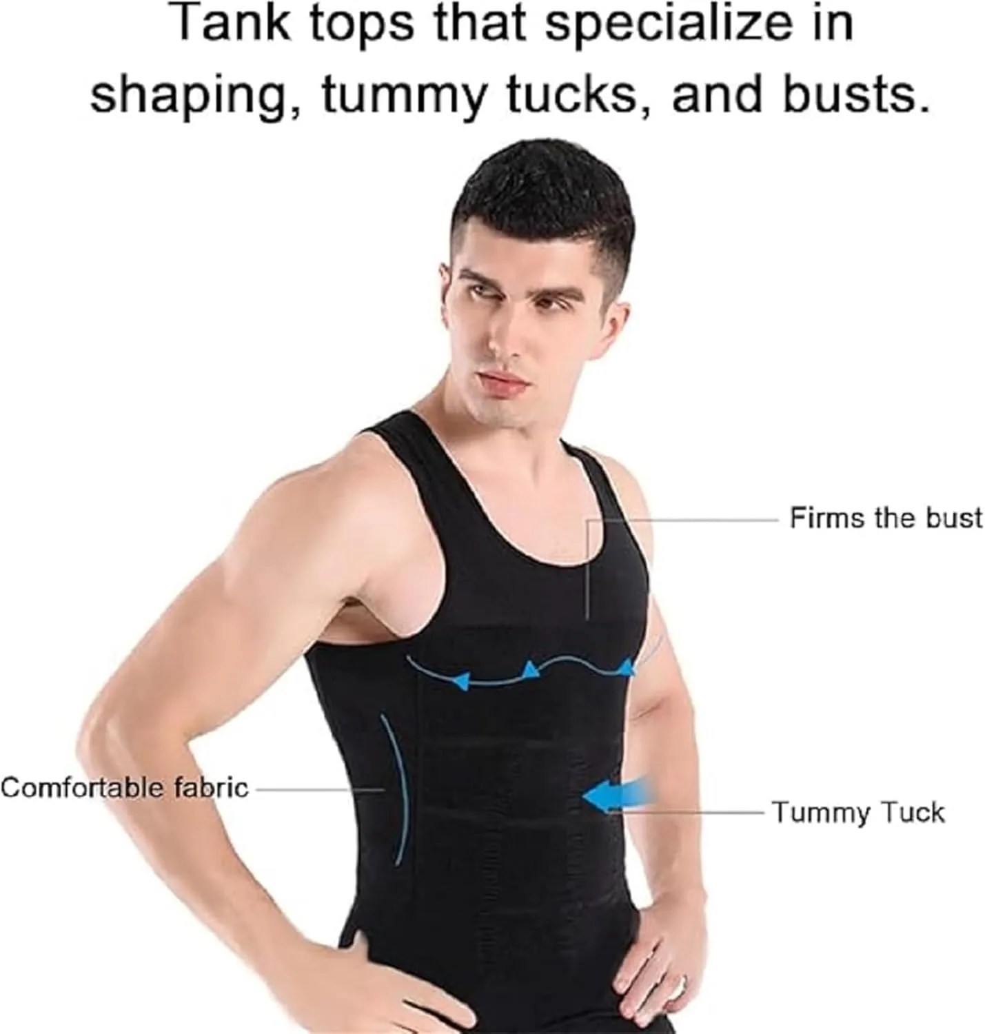 Shaperluv Tank 2.0 Men's, Mens A Shirts Tank Undershirts, Mens Compression Tank Top, Mens Body Shaper Slimming Vest