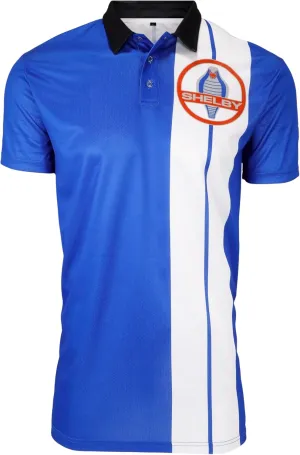 Shelby American Royal Blue Two Stripe Polo Performance, Quick Dry, Moisture Wicking Fabric | Officially Licensed Shelby Product | XX-Large