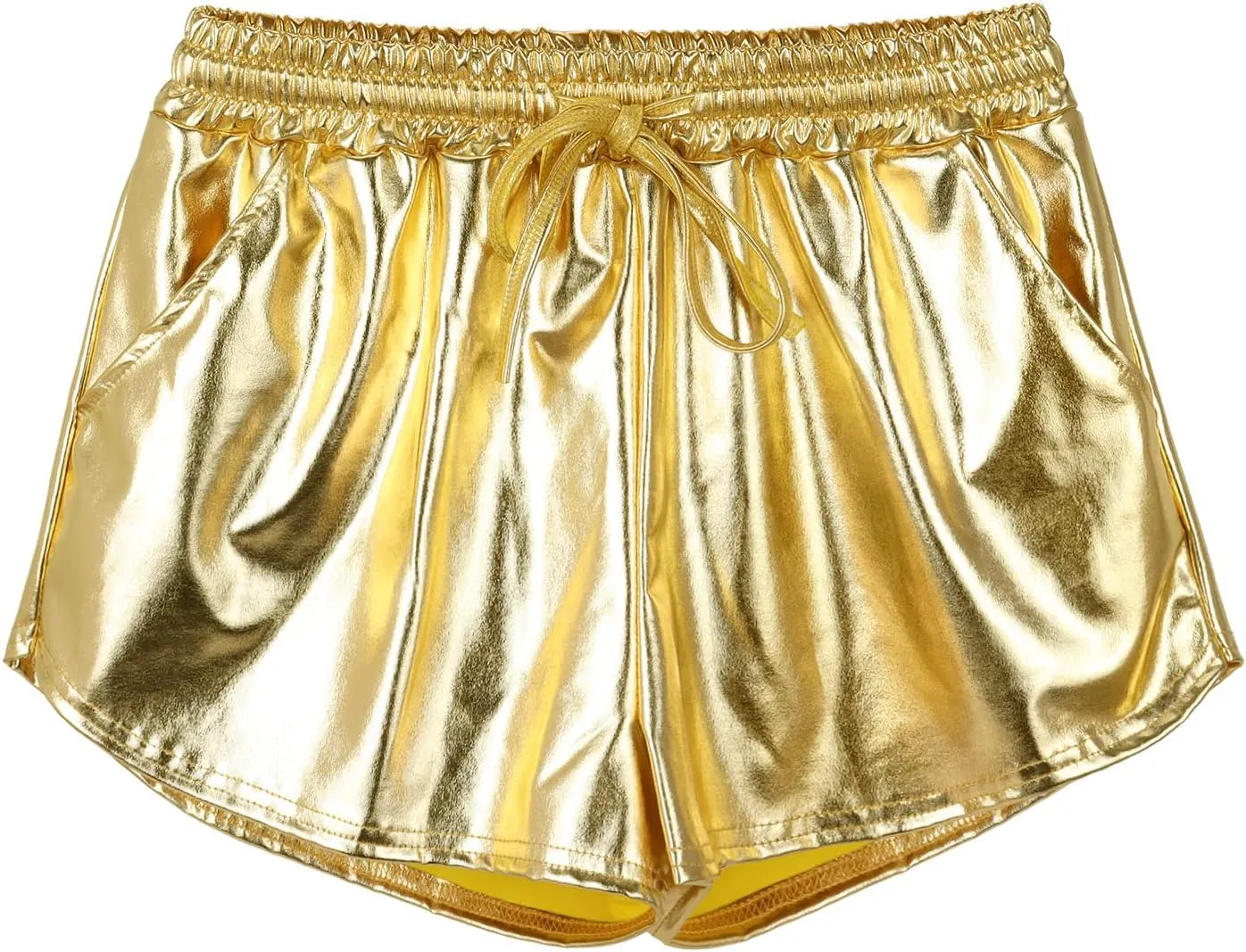 Shiny Metallic Sexy Shorts Women High Waist Reflective Pants Sparkly Outfit Elastic Waist Rave Dance Party
