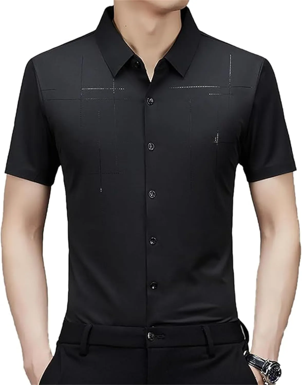 Shirts, Men's Breathable Ice-Silk Stretch Shirt, Undershirts T Shirts