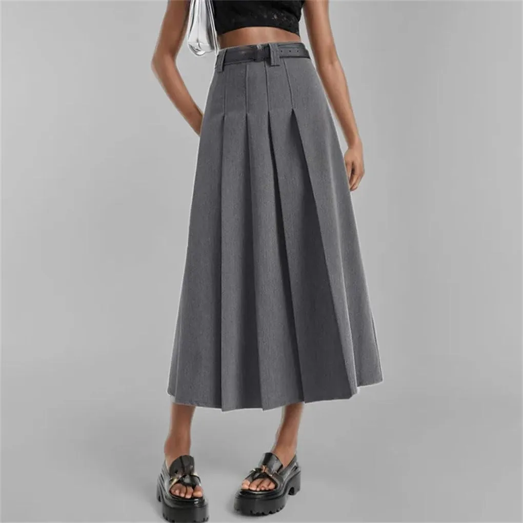 Skirts for Women Casual Mid Length Suit Skirt A Line High Waisted Pleated Skirt Daily Costume