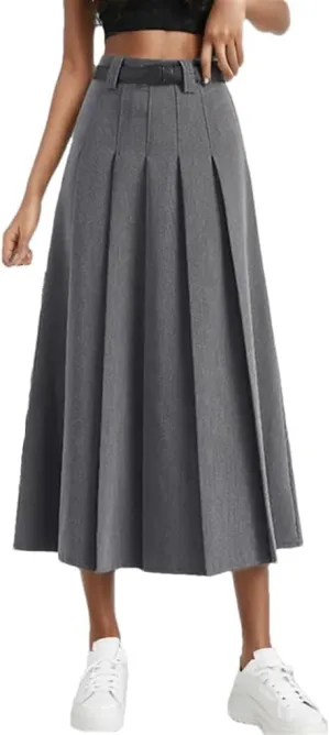 Skirts for Women Casual Mid Length Suit Skirt A Line High Waisted Pleated Skirt Daily Costume