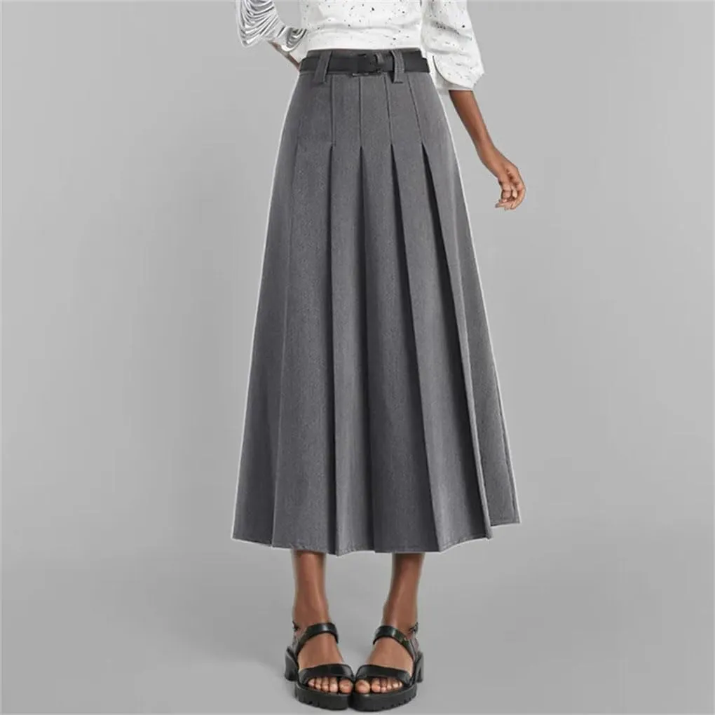 Skirts for Women Casual Mid Length Suit Skirt A Line High Waisted Pleated Skirt Daily Costume