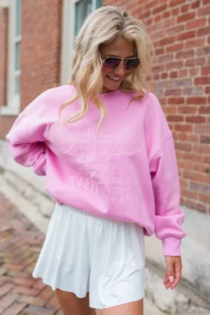 Sporty Chic Pink Embroidered Sweatshirt FINAL SALE