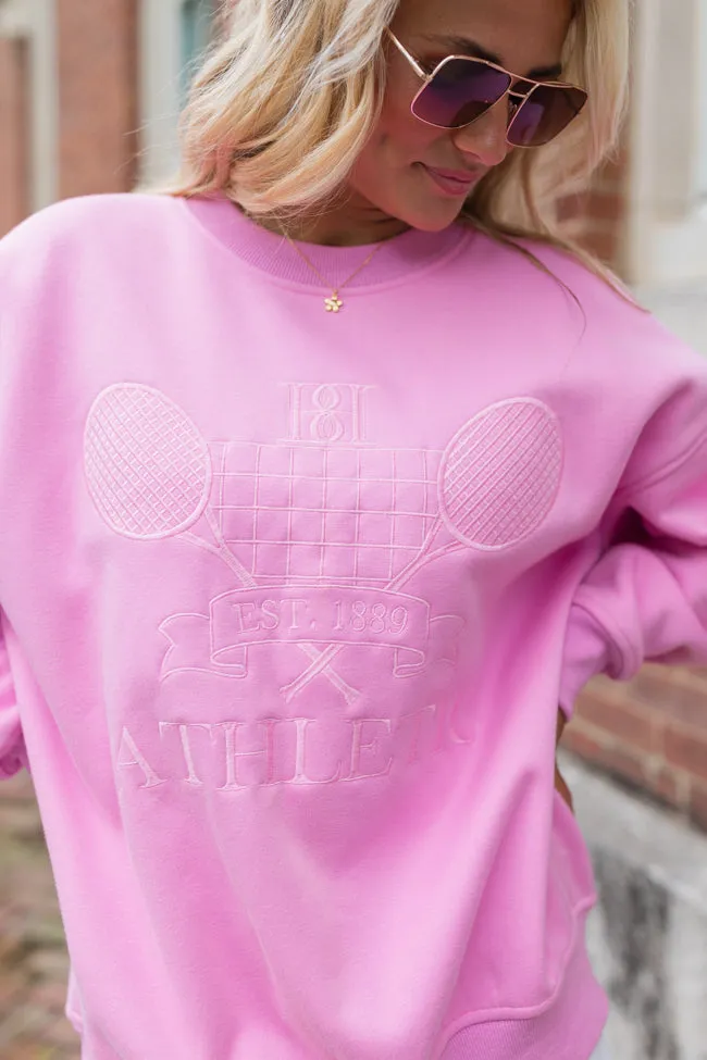 Sporty Chic Pink Embroidered Sweatshirt FINAL SALE