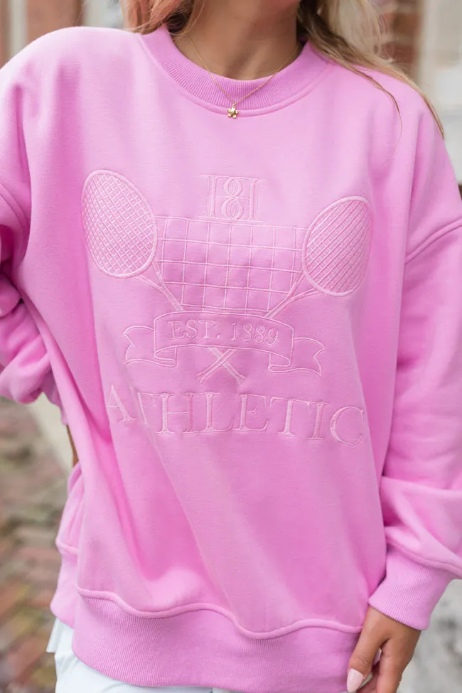 Sporty Chic Pink Embroidered Sweatshirt FINAL SALE