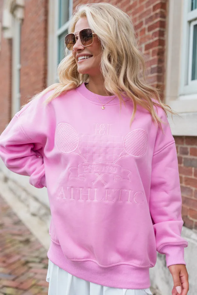 Sporty Chic Pink Embroidered Sweatshirt FINAL SALE
