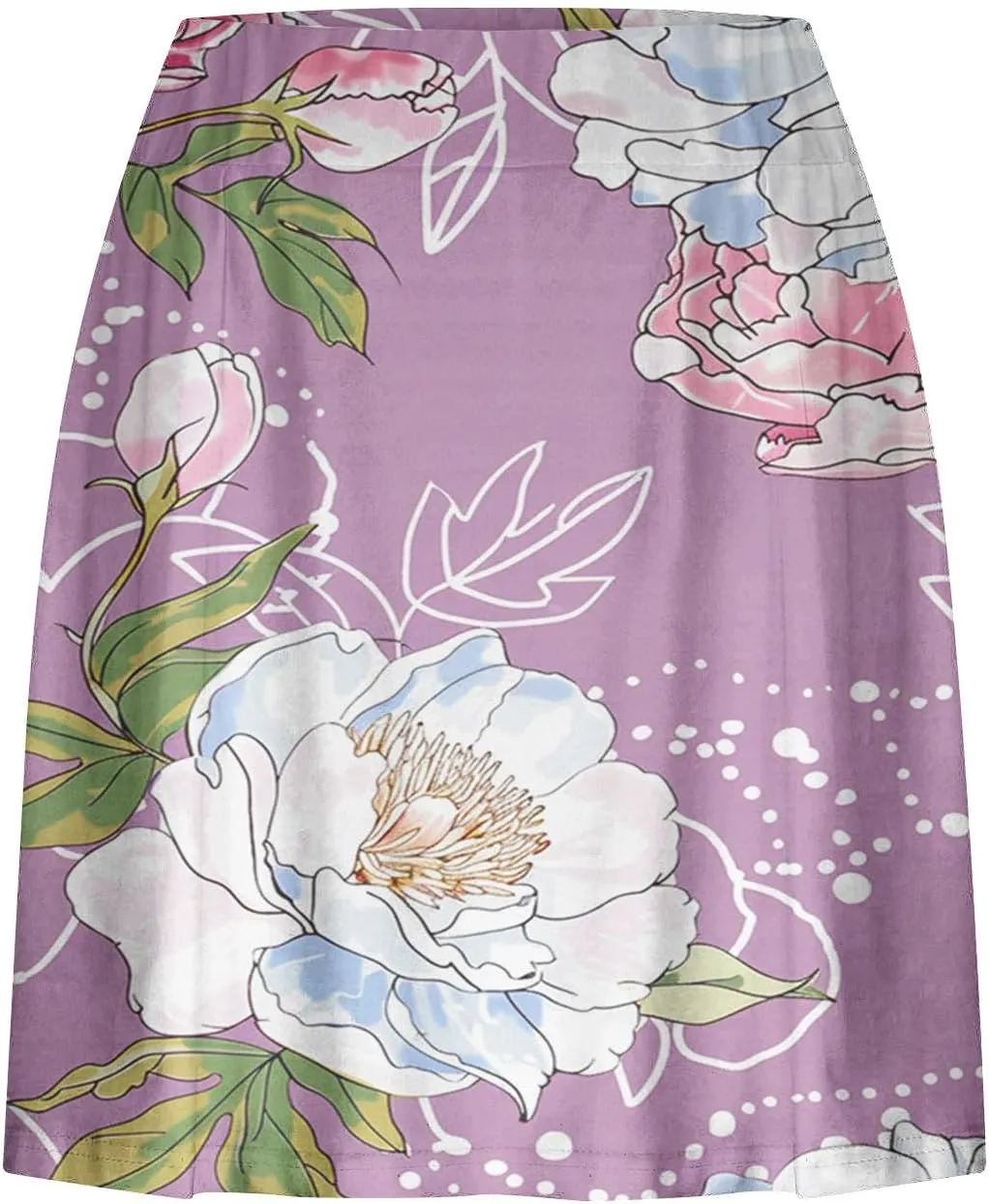 Summer Skorts for Women 2024 Trendy Floral Print High Waisted Flowy Skorts Casual Comfy Sport Skirts with Shorts