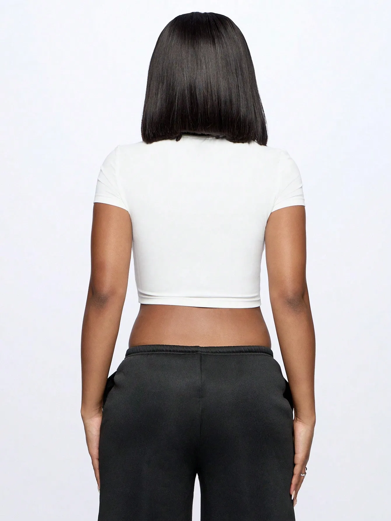 SUMWON WOMEN Fitted Cut Out Crop Tee