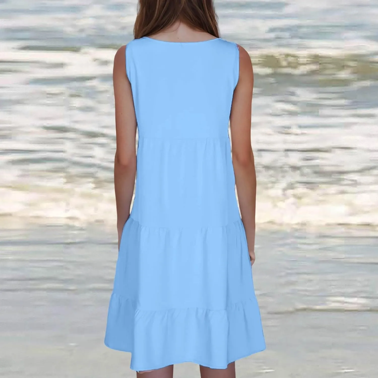 Sundresses for Women Casual 2025 Sleeveless Resort Wear Beach Vacation Outfits Sun Dresses Spring Summer Tank Dress