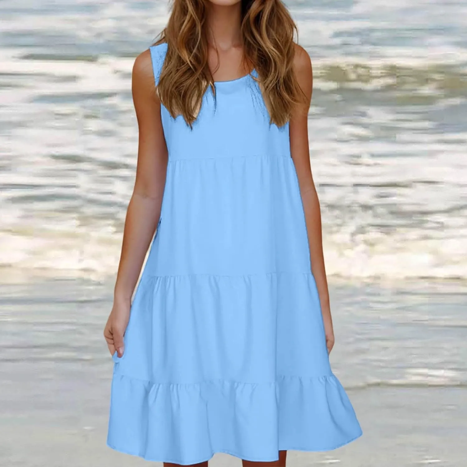 Sundresses for Women Casual 2025 Sleeveless Resort Wear Beach Vacation Outfits Sun Dresses Spring Summer Tank Dress