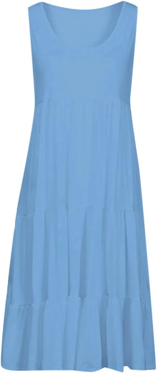 Sundresses for Women Casual 2025 Sleeveless Resort Wear Beach Vacation Outfits Sun Dresses Spring Summer Tank Dress