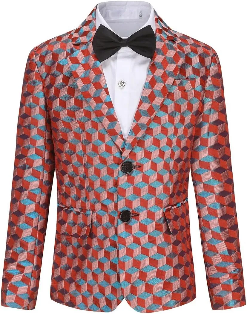 SWOTGdoby Boys Suits 2 Piece Check Plaid Suit Set Formal Dress Blazer Pants Slim Fit Tuxedo Suits for Boy