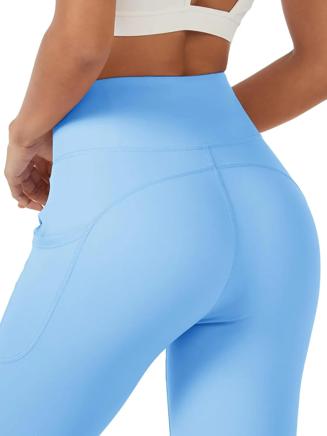 TACVASEN Women's Leggings with Pockets Tummy Control Workout High Waisted Athletic Buttery Soft Yoga Ankle Pants 25''
