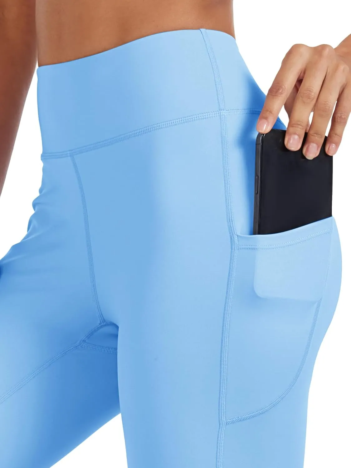 TACVASEN Women's Leggings with Pockets Tummy Control Workout High Waisted Athletic Buttery Soft Yoga Ankle Pants 25''