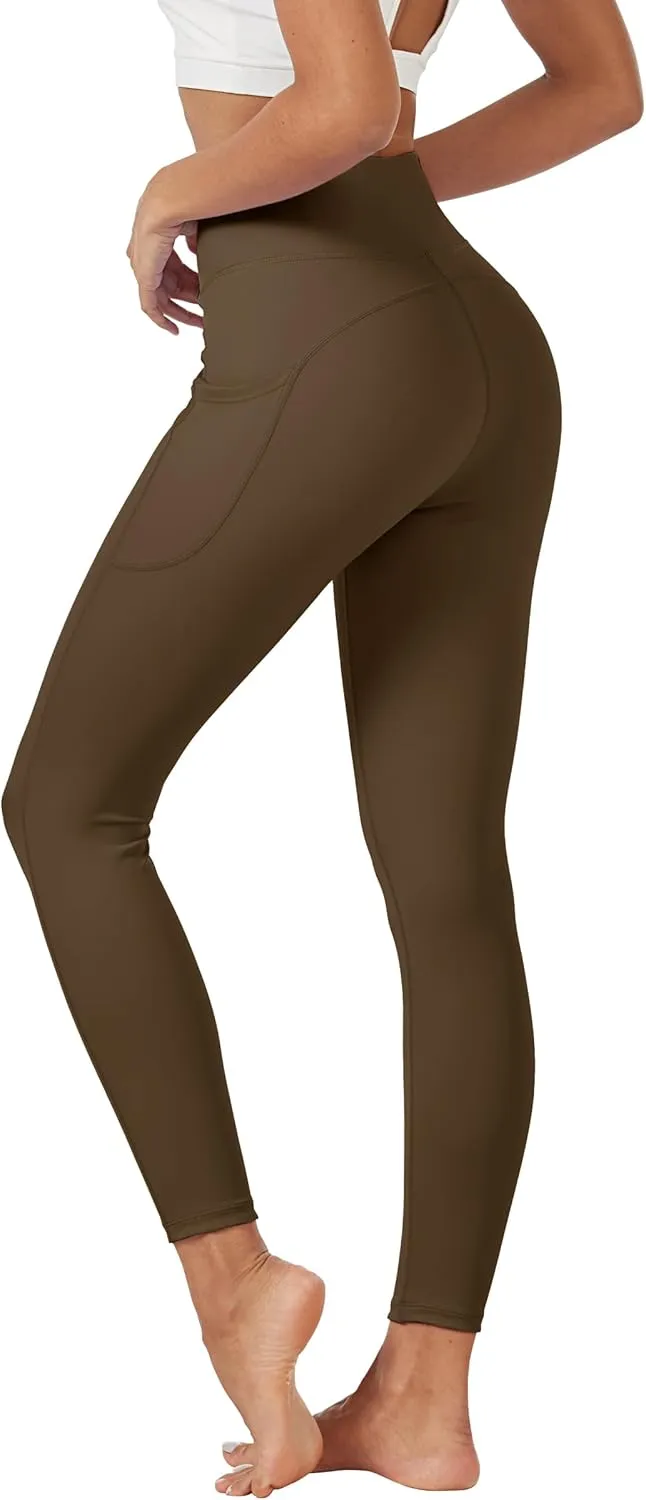 TACVASEN Women's Leggings with Pockets Tummy Control Workout High Waisted Athletic Buttery Soft Yoga Ankle Pants 25''
