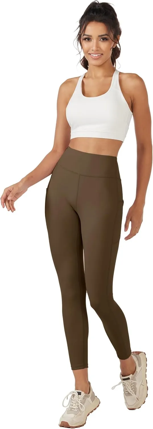 TACVASEN Women's Leggings with Pockets Tummy Control Workout High Waisted Athletic Buttery Soft Yoga Ankle Pants 25''
