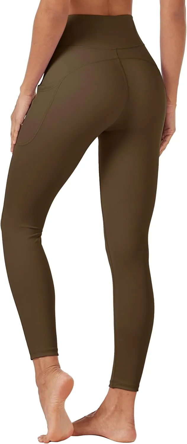 TACVASEN Women's Leggings with Pockets Tummy Control Workout High Waisted Athletic Buttery Soft Yoga Ankle Pants 25''