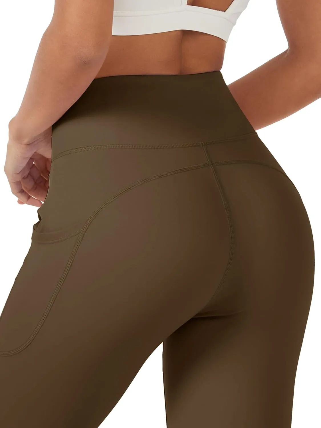 TACVASEN Women's Leggings with Pockets Tummy Control Workout High Waisted Athletic Buttery Soft Yoga Ankle Pants 25''