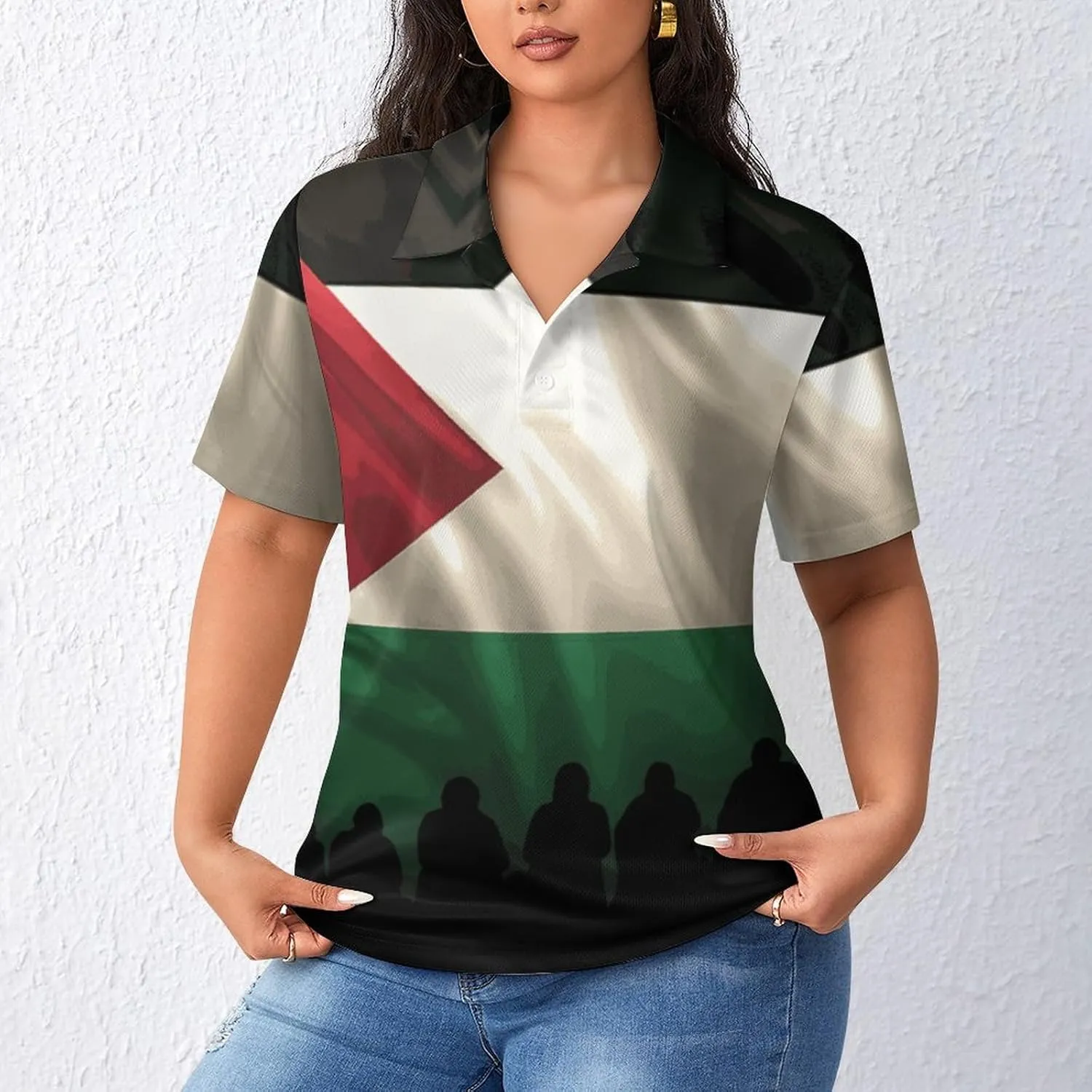 TAIZIYEAH Palestine Flag Long Sleeved Shirt Dress Womens Summer Cute Short Sleeve