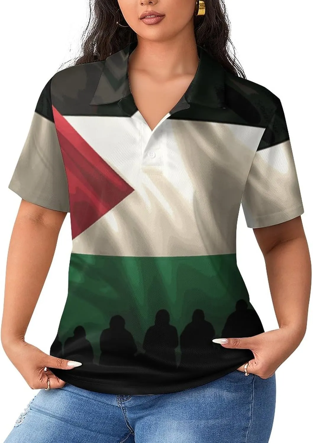TAIZIYEAH Palestine Flag Long Sleeved Shirt Dress Womens Summer Cute Short Sleeve