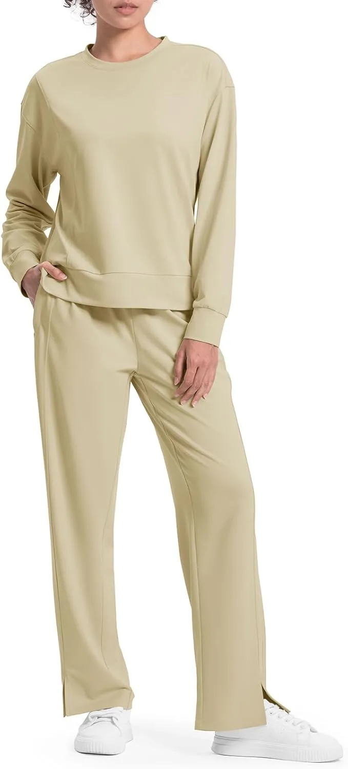TBMPOY Womens Sweatsuit Casual Travel Outfits 2 Piece Sweat Track Suit Sweatpants Lounge Long Sleeve Airport Fall Set