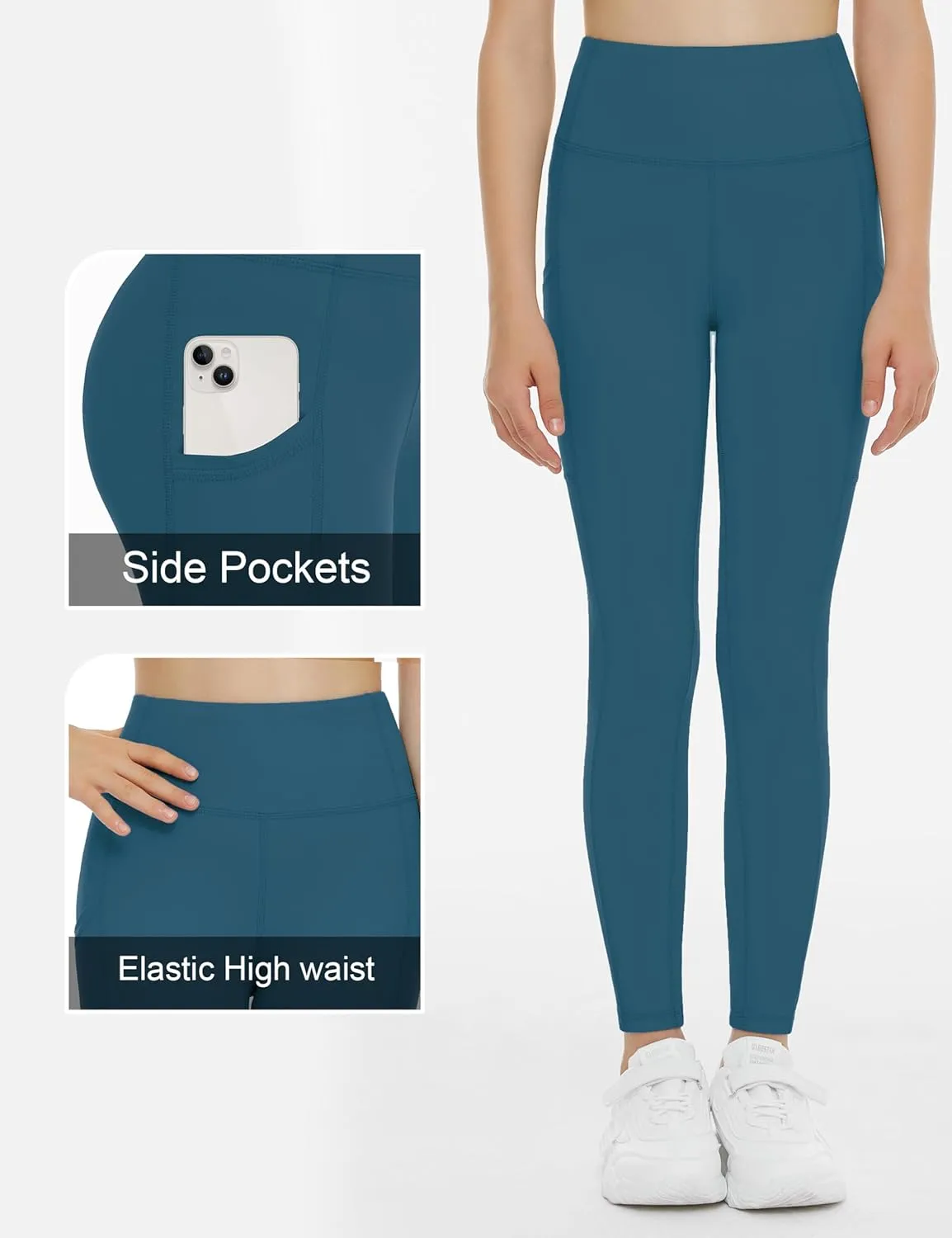 THE GYM PEOPLE Girls Workout Leggings Kids High Waist Stretch Athletic Dance Yoga Pants with Pockets