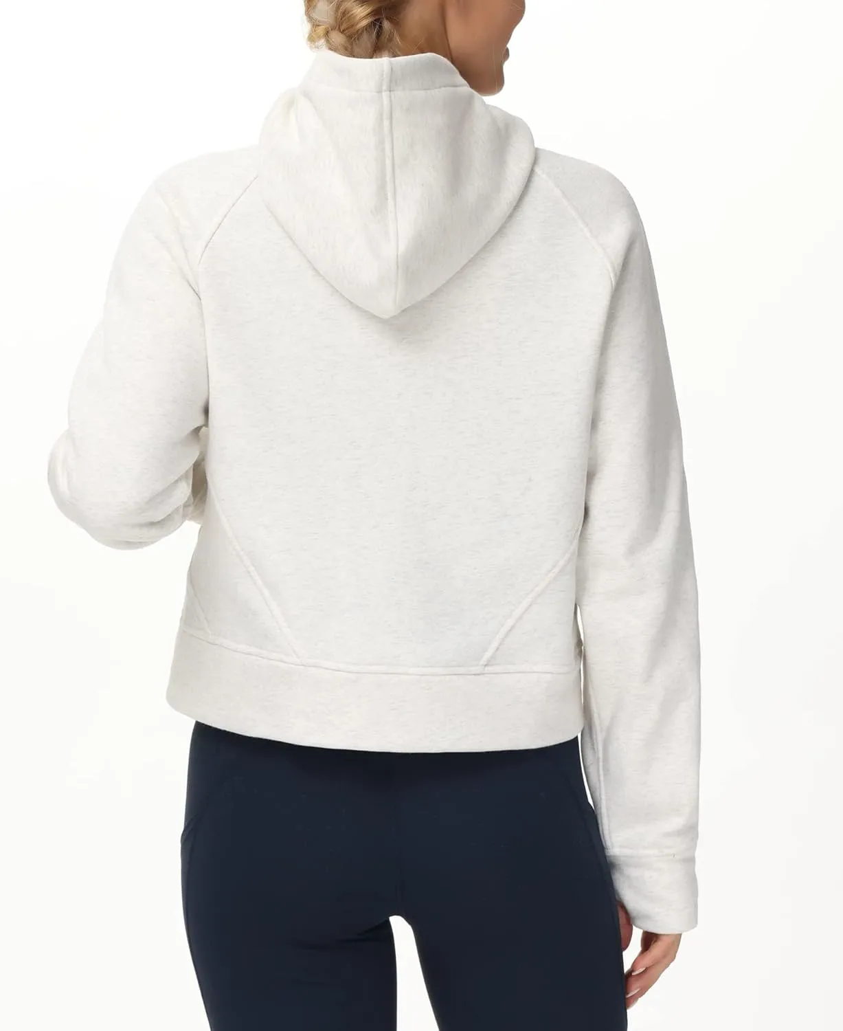 THE GYM PEOPLE Womens' Hoodies Half Zip Long Sleeve Fleece Crop Pullover Sweatshirts with Pockets Thumb Hole