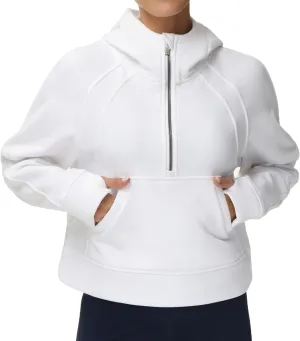 THE GYM PEOPLE Womens' Hoodies Half Zip Long Sleeve Fleece Crop Pullover Sweatshirts with Pockets Thumb Hole