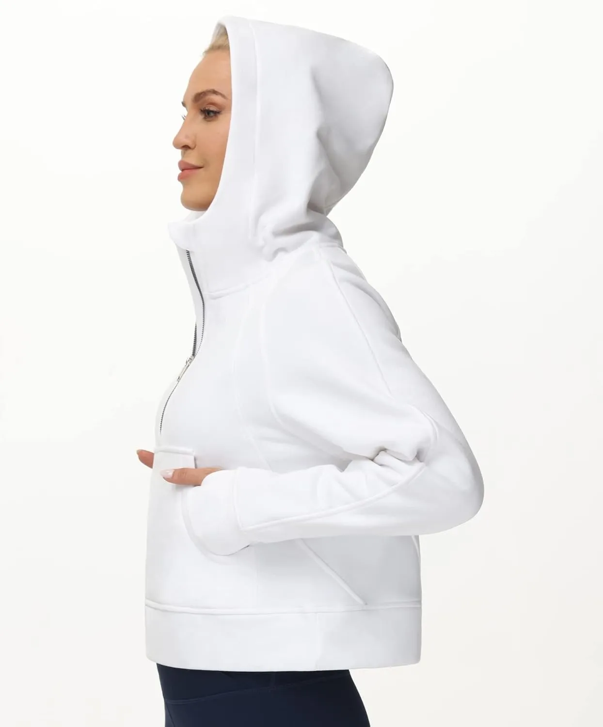 THE GYM PEOPLE Womens' Hoodies Half Zip Long Sleeve Fleece Crop Pullover Sweatshirts with Pockets Thumb Hole