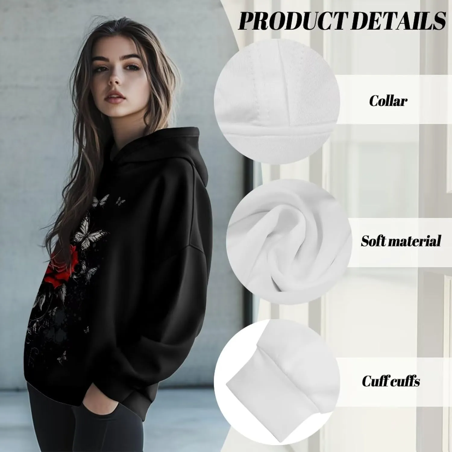 TOADDITDO Women Sweatshirts Trendy Oversized Hoodies Sweatshirt Long Sleeve Fall/Winter Outfits Fashion Clothes