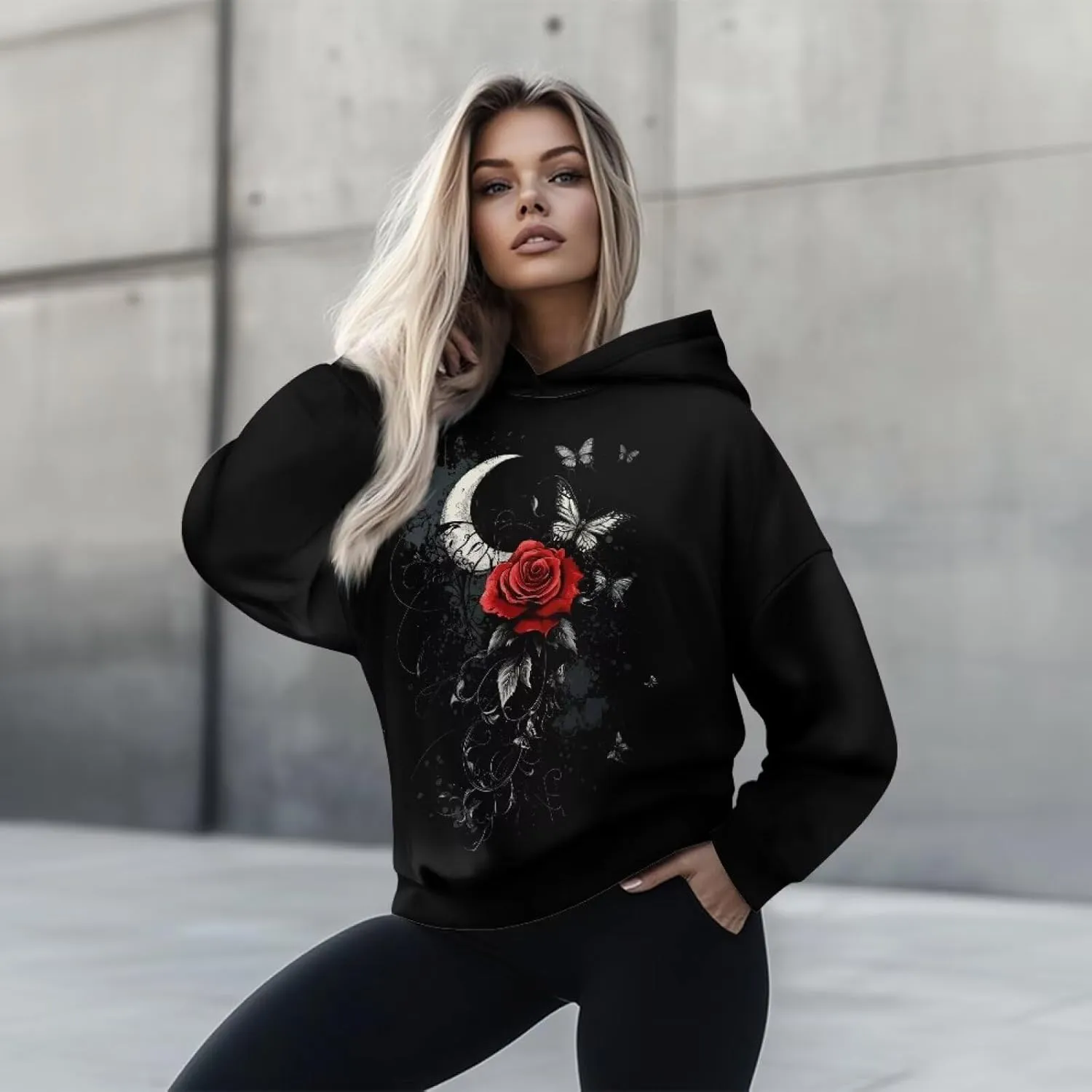 TOADDITDO Women Sweatshirts Trendy Oversized Hoodies Sweatshirt Long Sleeve Fall/Winter Outfits Fashion Clothes