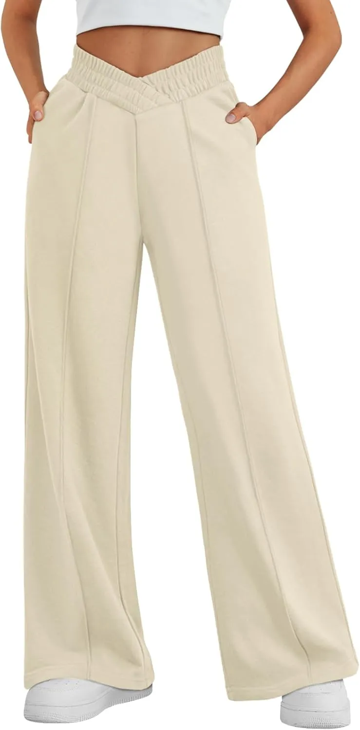 Trendy Queen Wide Leg Sweatpants Women Fashion High Waisted Baggy Flared Pants Athletic Joggers with Pockets 2025