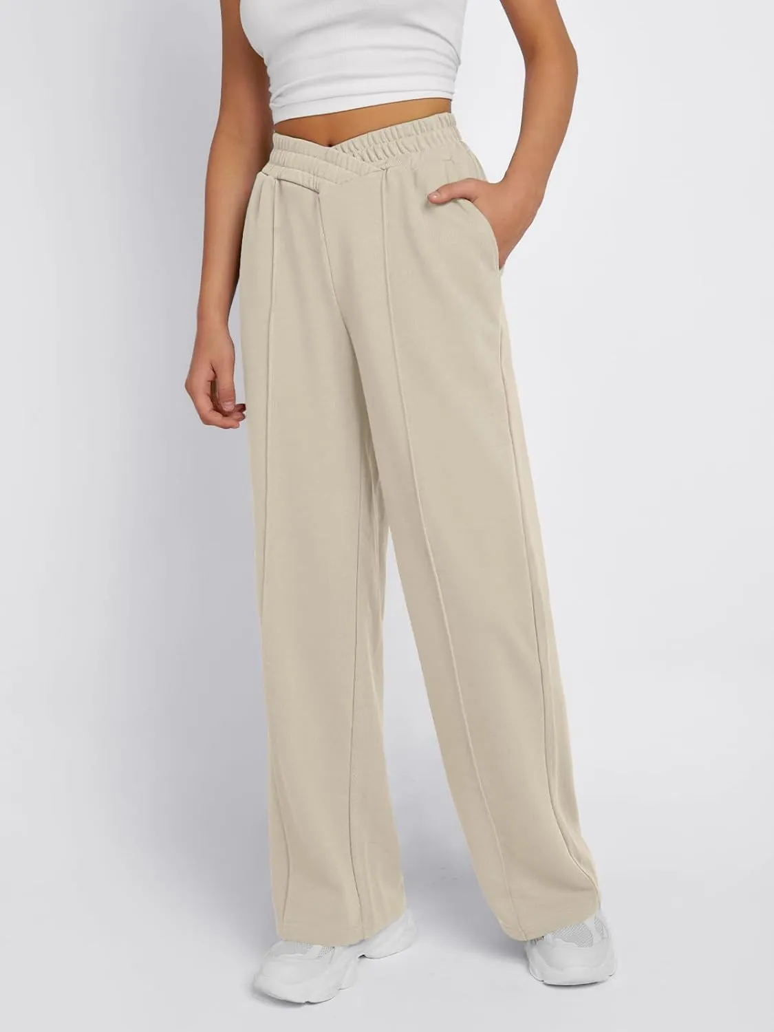 Trendy Queen Wide Leg Sweatpants Women Fashion High Waisted Baggy Flared Pants Athletic Joggers with Pockets 2025