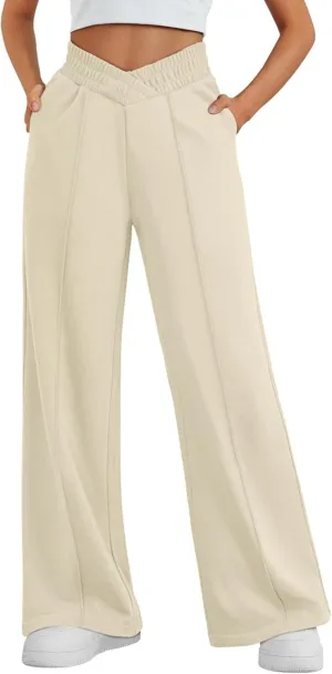 Trendy Queen Wide Leg Sweatpants Women Fashion High Waisted Baggy Flared Pants Athletic Joggers with Pockets 2025