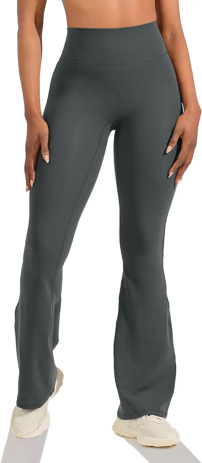 Unthewe High Waisted Flare Leggings for Women Tummy Control Butt Lifting Workout Yoga Wide Leg Pants