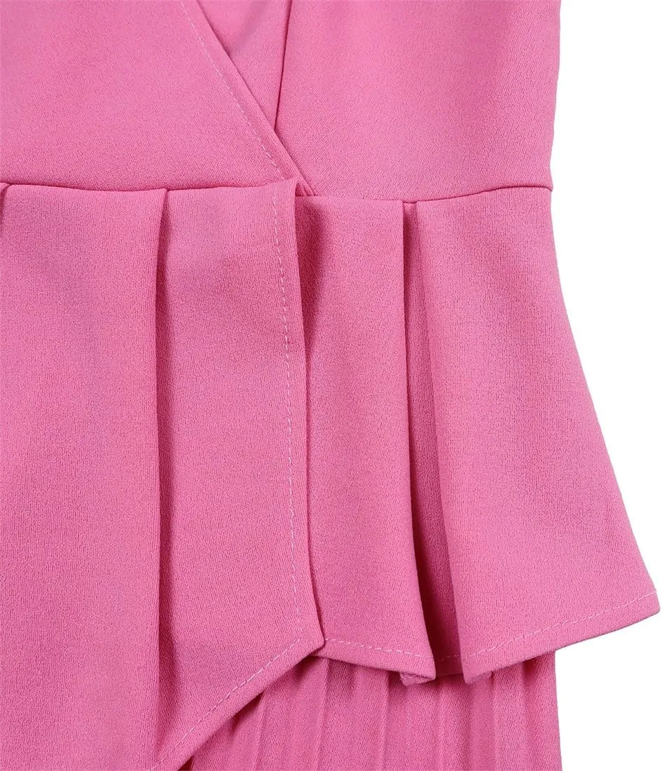 Useagrey Midi Dress for Women Pencil Dress Fashion Work Dress Elegant High Waist Ruched Pleated Church Dress