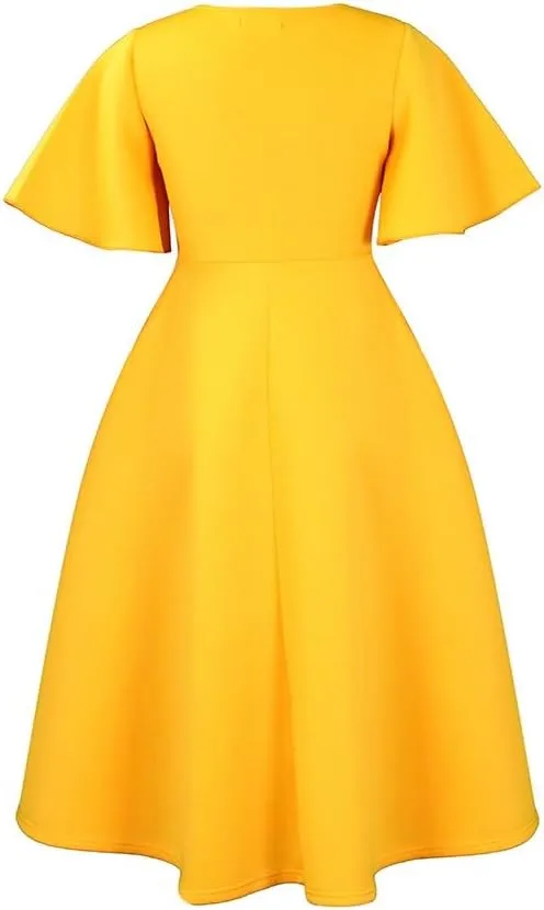 Useagrey Womens Plus Size Dresses Summer V Neck Casual Semi Formal Knee Length Church Wedding Guest Dresses