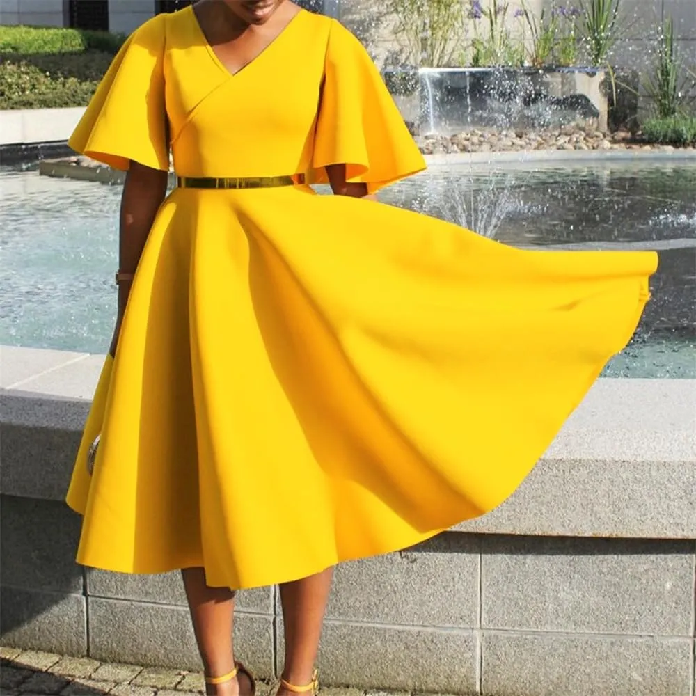 Useagrey Womens Plus Size Dresses Summer V Neck Casual Semi Formal Knee Length Church Wedding Guest Dresses