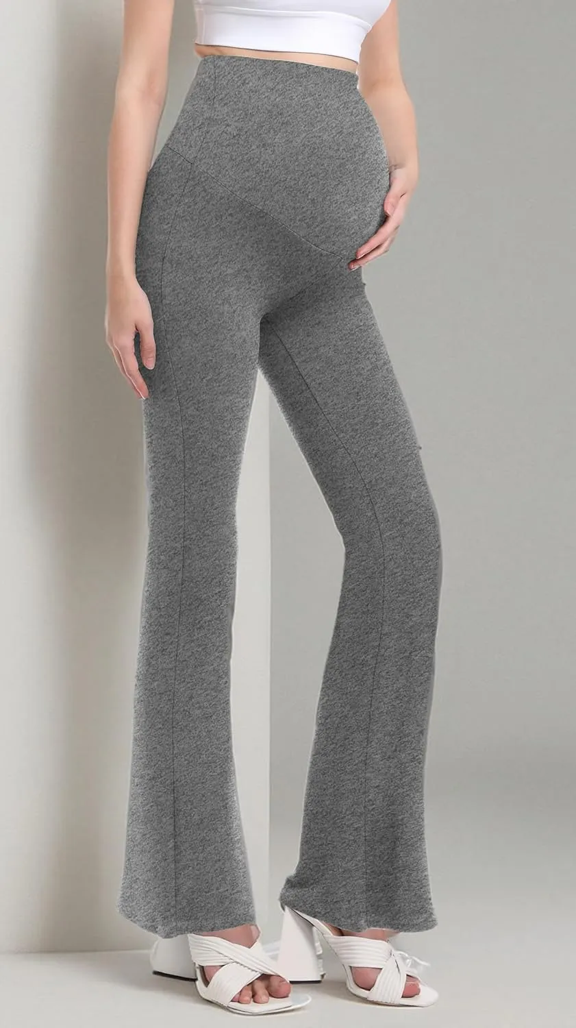 V VOCNI Women's Maternity Flare Leggings Over The Belly Bootcut Bell Bottom Pregnancy Leggings Lounge Yoga Pants