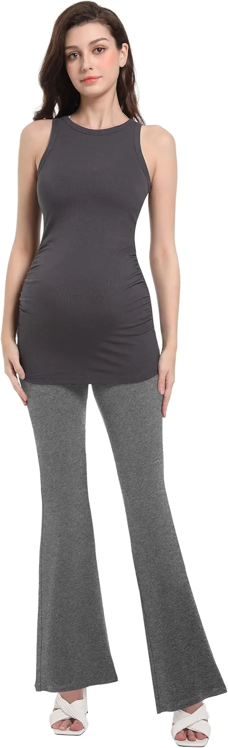 V VOCNI Women's Maternity Flare Leggings Over The Belly Bootcut Bell Bottom Pregnancy Leggings Lounge Yoga Pants