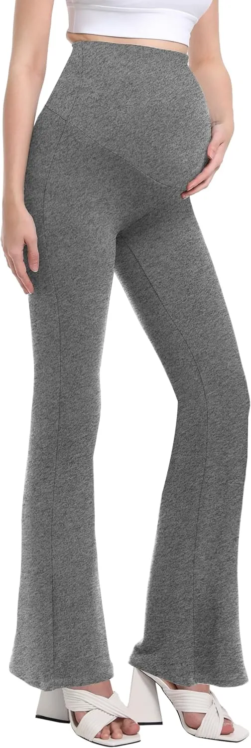 V VOCNI Women's Maternity Flare Leggings Over The Belly Bootcut Bell Bottom Pregnancy Leggings Lounge Yoga Pants