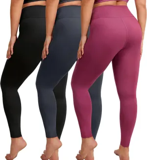 VALANDY Creamlush 3 Pack Plus Size Leggings for Women-High Waisted Soft Stretchy Yoga Pants,L-5XL