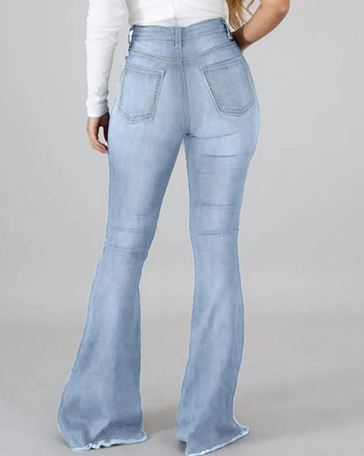 Vintage Bell Bottoms Flare Jeans for Women 90s High Waist Ripped Distressed Wide Leg High Rise Denim Pants