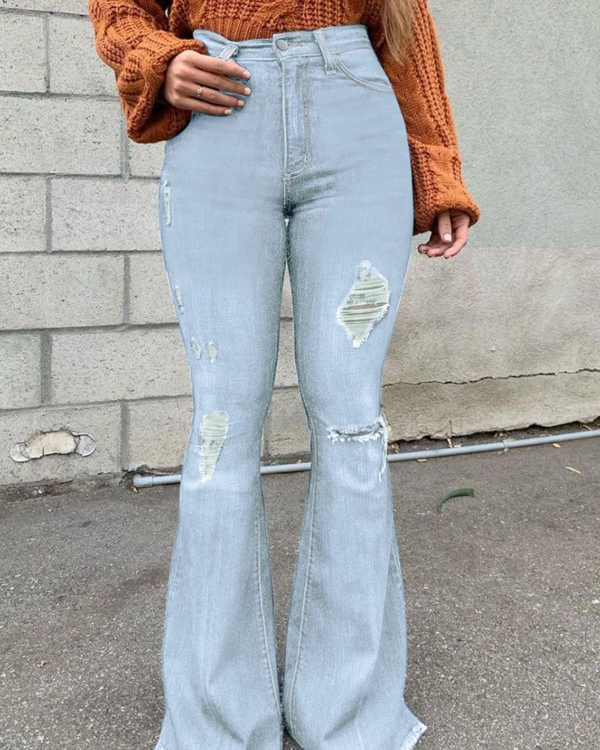 Vintage Bell Bottoms Flare Jeans for Women 90s High Waist Ripped Distressed Wide Leg High Rise Denim Pants