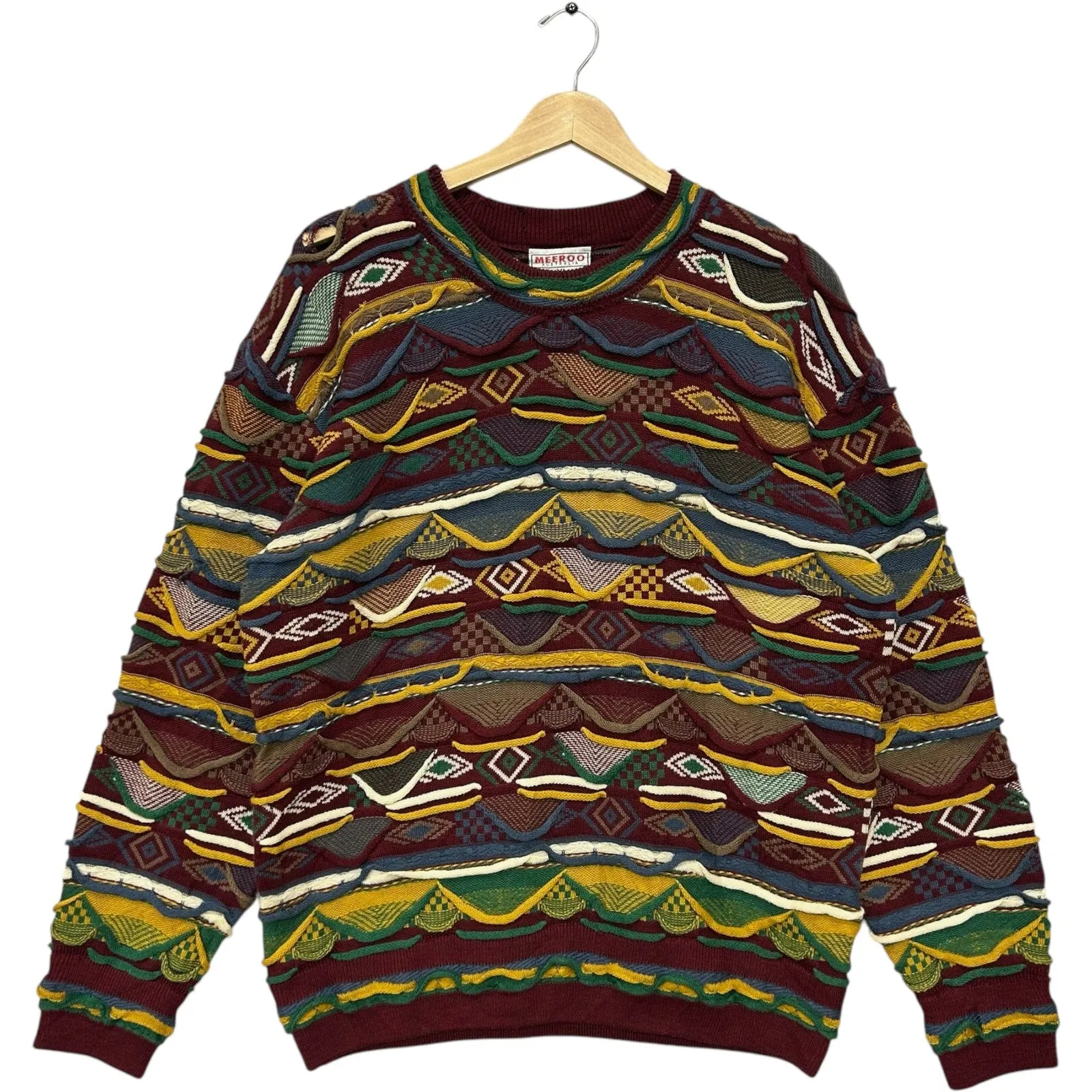 Vintage Meeroo Wool 3D Knit Sweater 90s